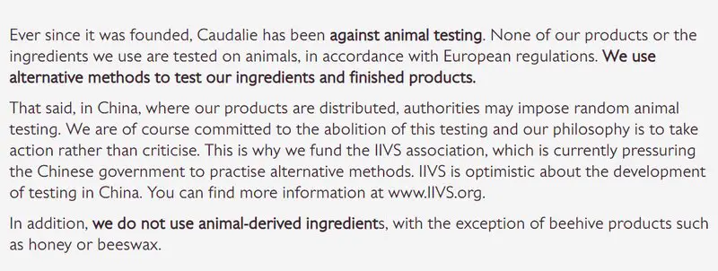 Caudalie's animal testing policy