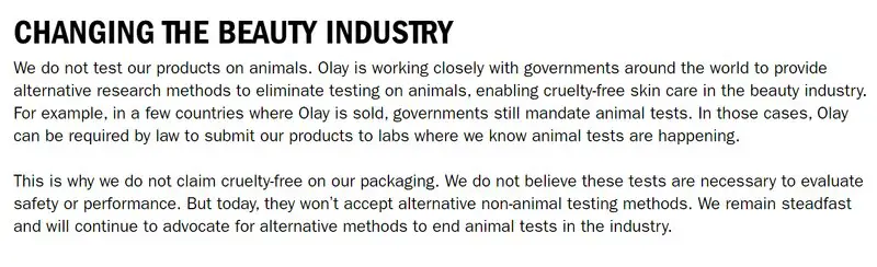 Olay Animal Testing Policy