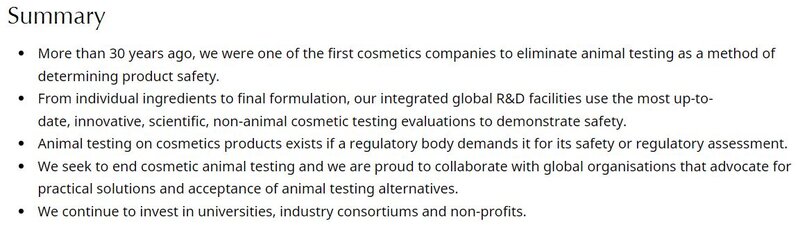 Estee Lauder's stance on animal testing