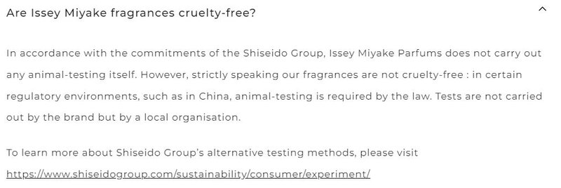 Issey MIyake's cruelty-free statement about selling in China