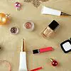 Festive makeup sets laid out on a table